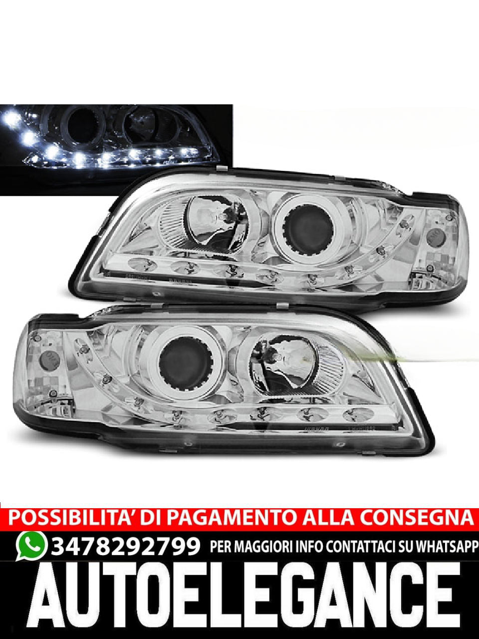 FARI ADATTI COMPATIBILI PER VOLVO S40/V40 02.96-04.00 LUCE DAYLIGHT CROMATA