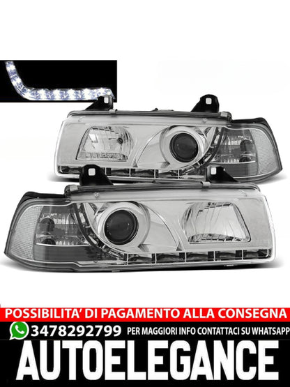 FARI ANTERIORI DAYLIGHT CHROME ADATTI COMPATIBILI  per BMW E36 12.90-08.99