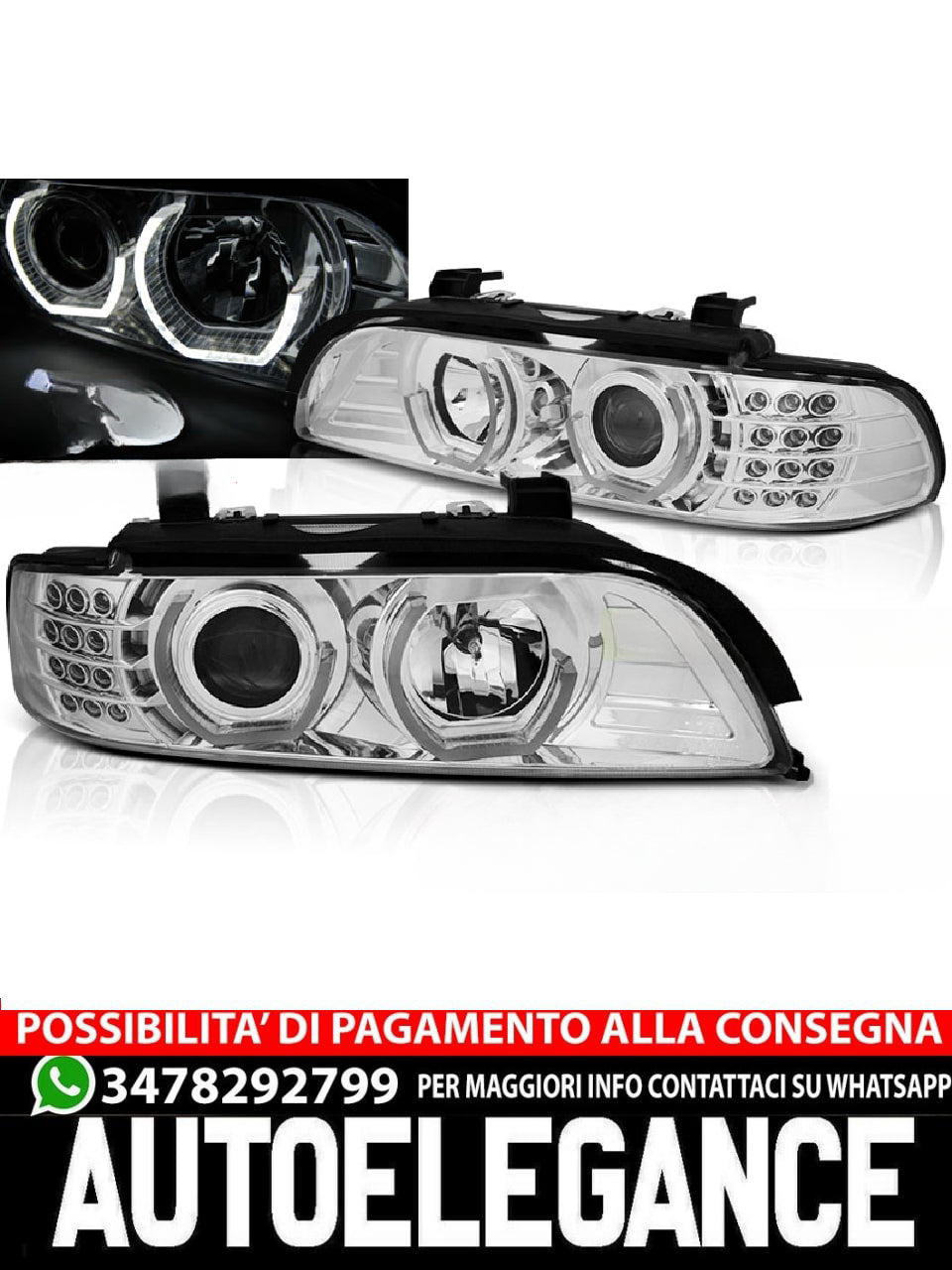 FARI ANGEL EYES 3D CROMATI ADATTI COMPATIBILI per BMW E39 09.95-06.03