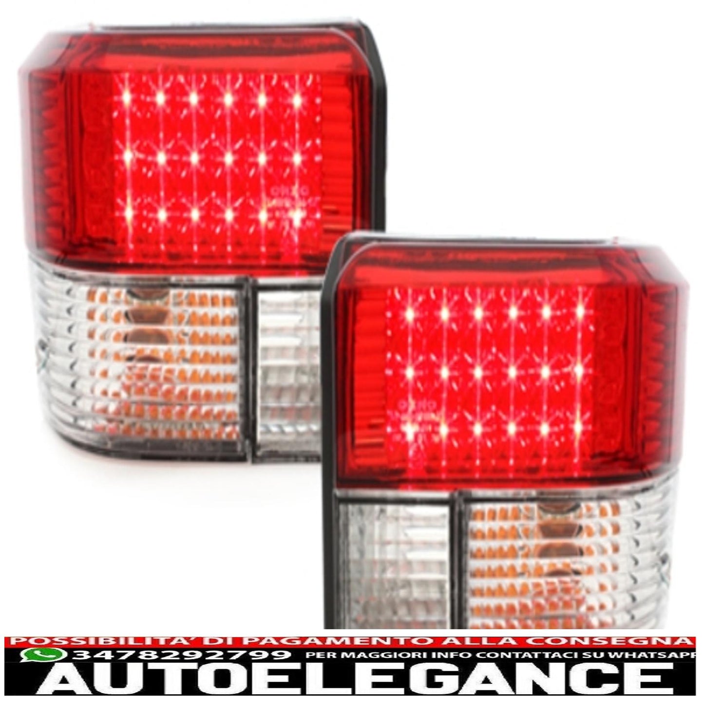 led rear lights suitable for vw t4 (1990-2003) crystal red