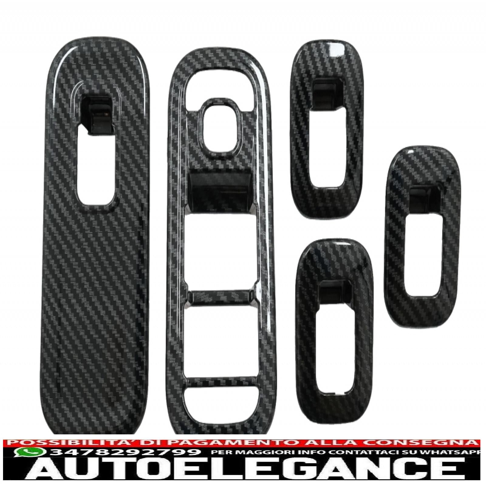 copertura interna del pulsante dell'interruttore del vetro del finestrino dell'auto con coperchio della porta, ciotola della maniglia e console, cruscotto e cornice del faro dell'auto, adatto per Mercedes A W177 V177 (2018+), pellicola in carbonio. AUTOELEGANCERICAMBI