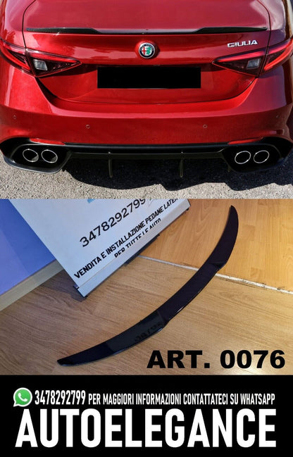 SPOILER posteriore ADATTO PER ALFA ROMEO GIULIA 2015-2021 LOOK CARBONIO DESING SPORTIVO + COVER GRIGLIA LOOK CARBONIO