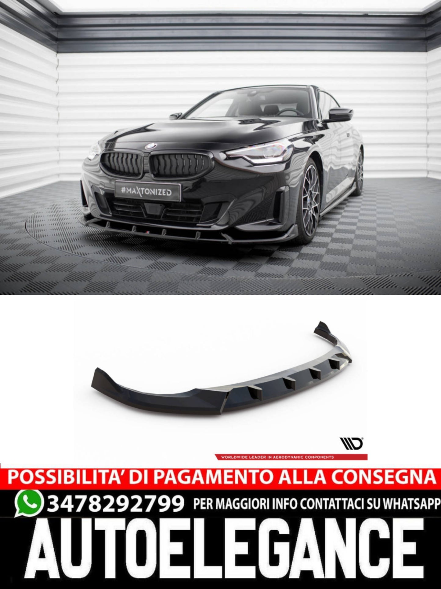 SPLITTER ANTERIORE V.2 COMPATIBILE PER BMW 2 COUPE G42  (2021 - )