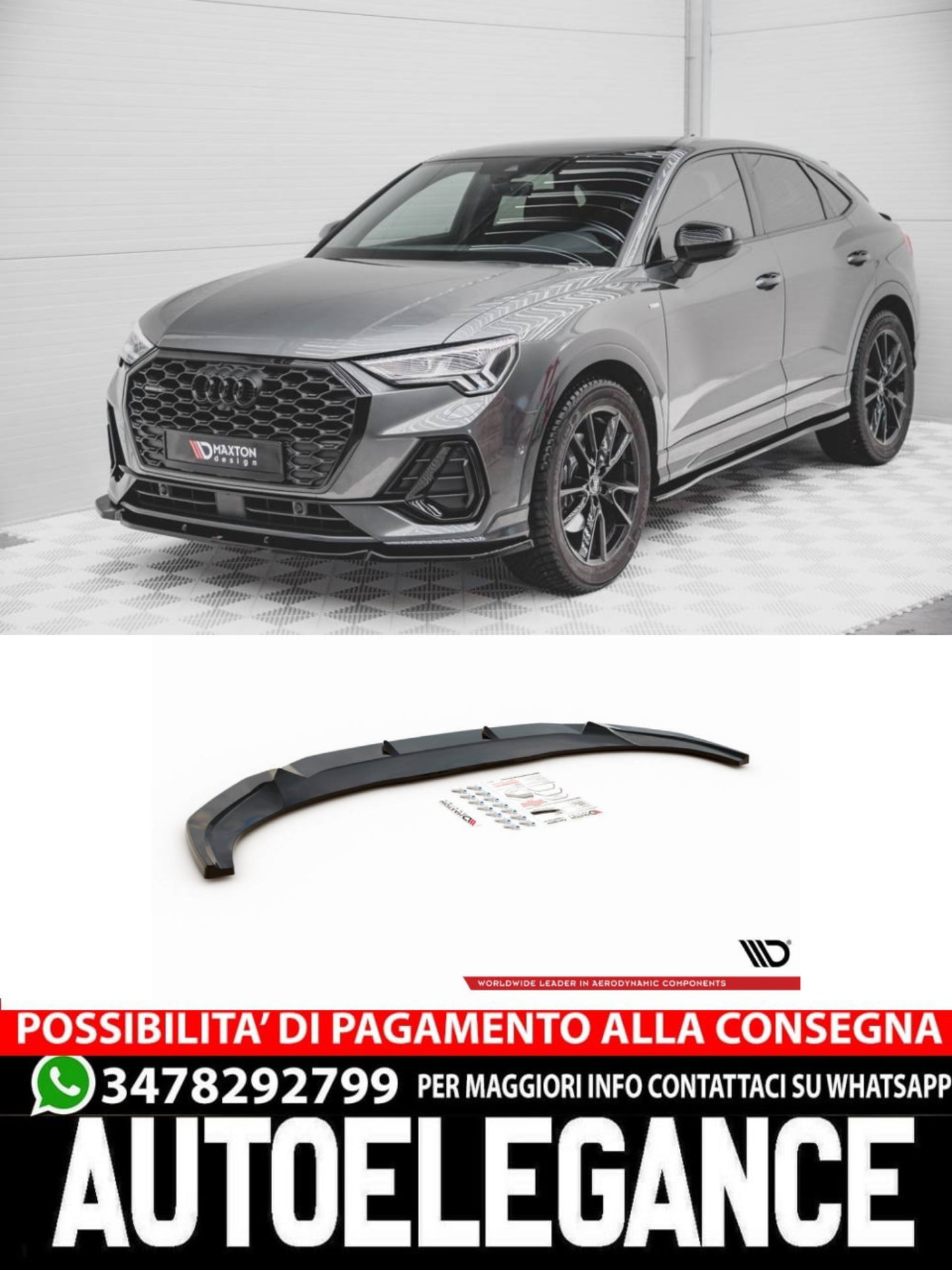 SPLITTER ANTERIORE compatibile per V.1 AUDI Q3 SPORTBACK S-LINE  (2019 - )