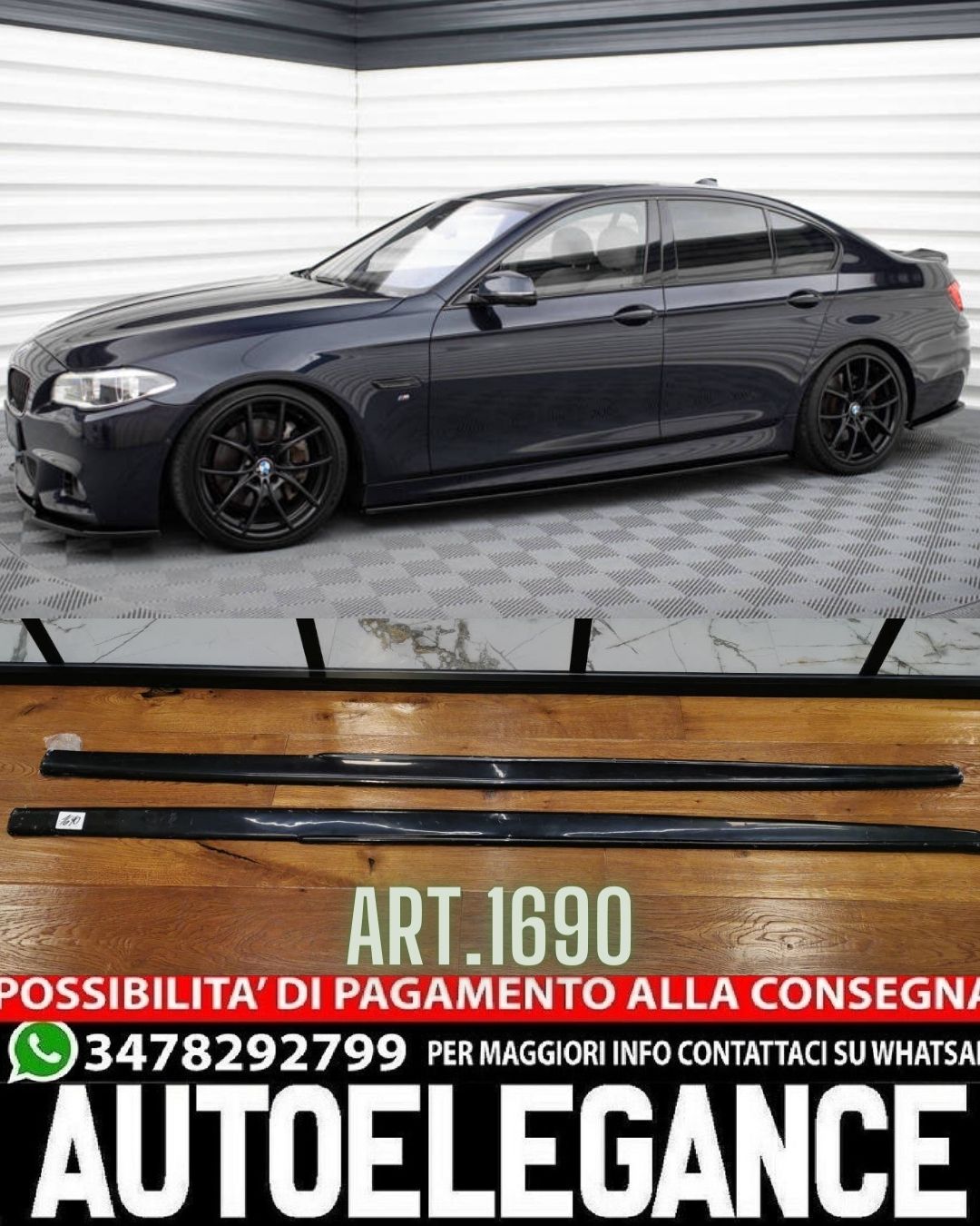 SOTTO MINIGONNE ADATTE PER BMW SERIE 5 F10 F11 MSPORT M5 NERO LUCIDO