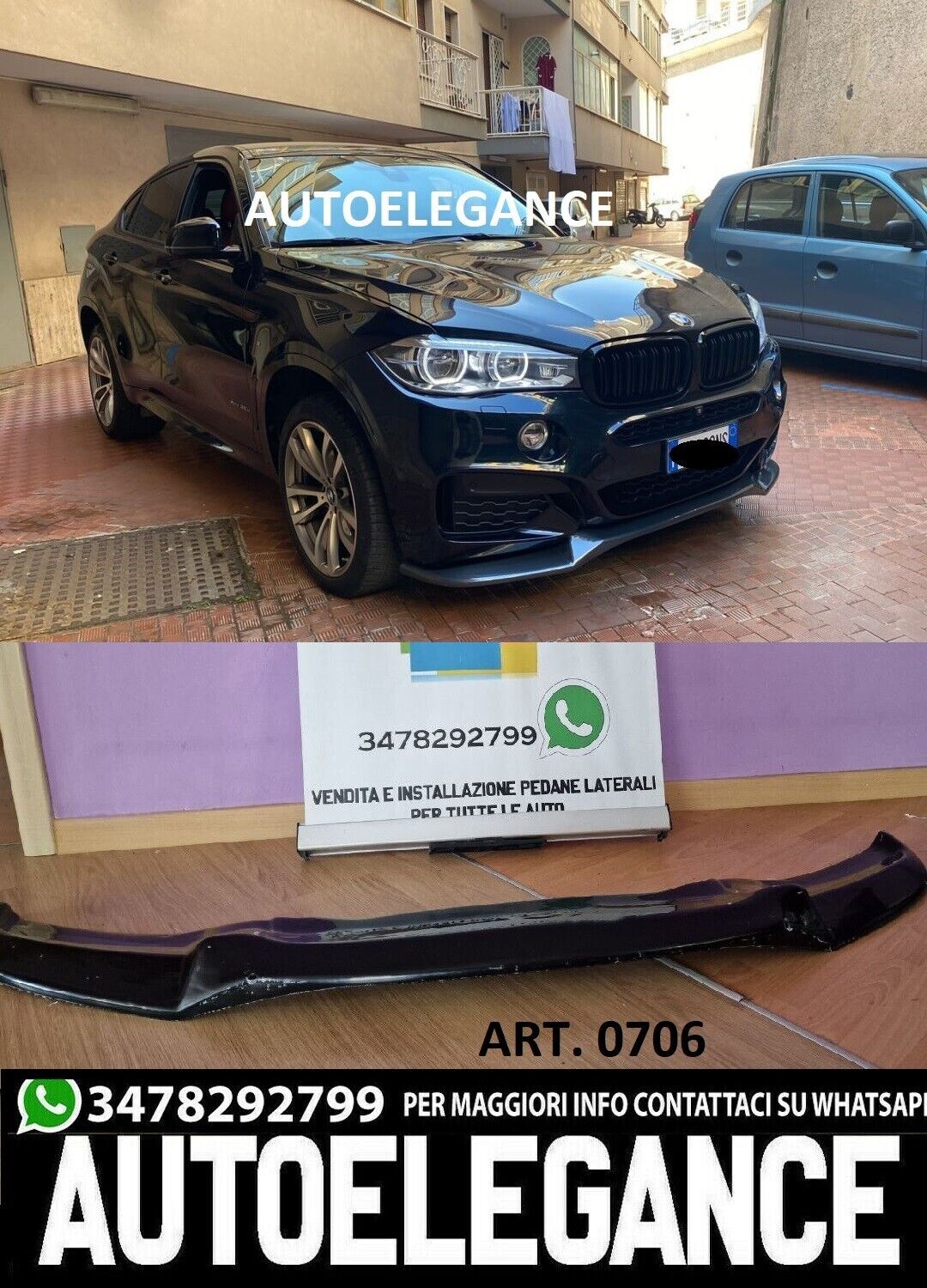 SPLITTER suitable for BMW F16 2014+ X6 Series Front Lip AM Sport Gloss Black