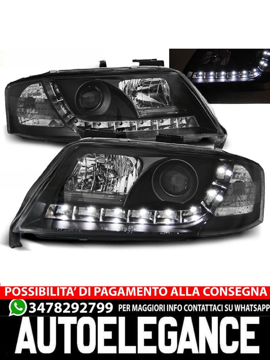 FARI ANTERIORI DAYLIGHT NERO ADATTI per AUDI A6 06.01-05.04