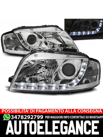 FARI ANTERIORI DAYLIGHT CHROME adatti compatibili per AUDI A3 8P 05.03-03.08