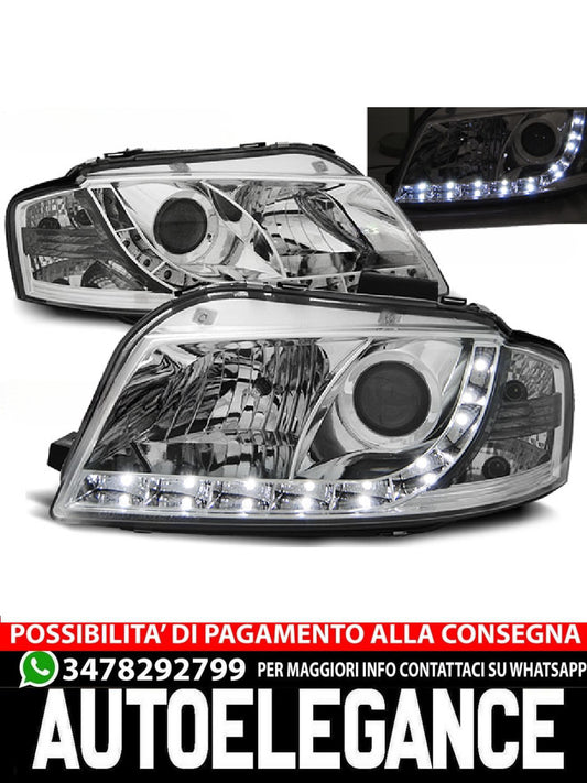 FARI ANTERIORI DAYLIGHT CHROME adatti compatibili per AUDI A3 8P 05.03-03.08