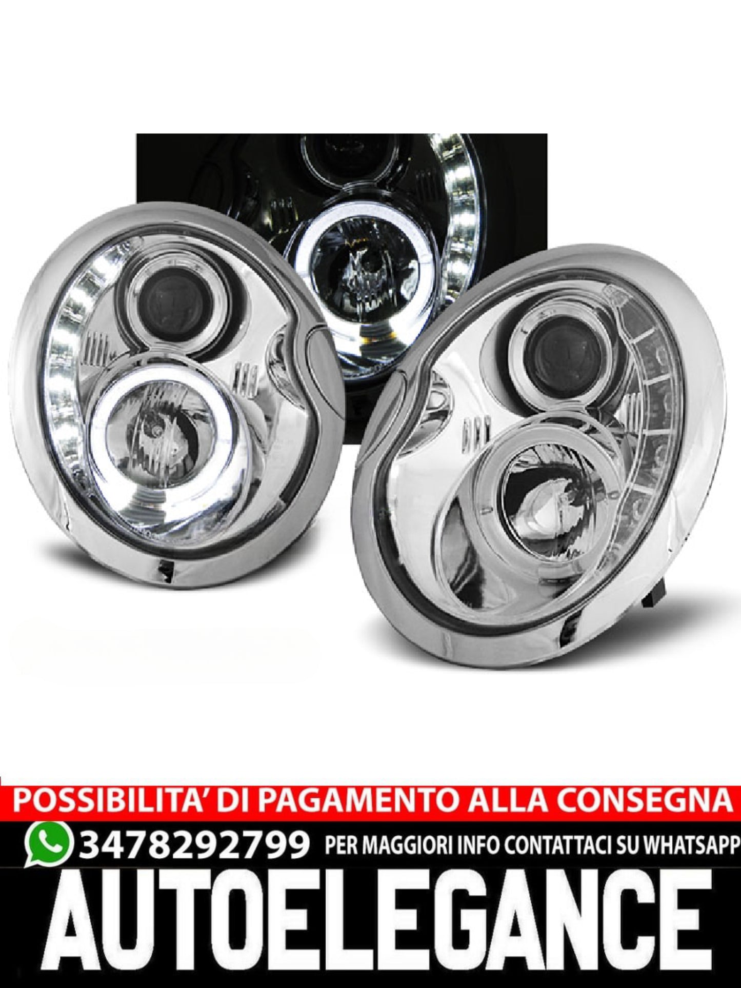 FARI ANTERIORI DAYLIGHT CHROME ADATTI per BMW MINI (COOPER) 05.01-10.06