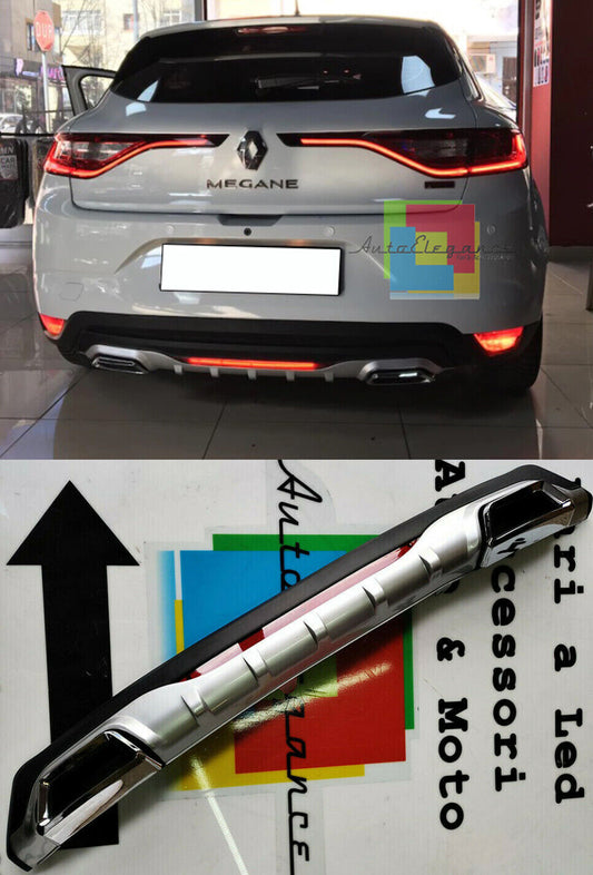 UNDER REAR BUMPER RENAULT MEGANE 4 DIFFUSER RECTANGULAR TERMINALS ABS