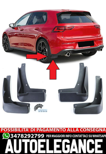 Black front and rear mud flaps suitable for VW Golf 8 with R-Line