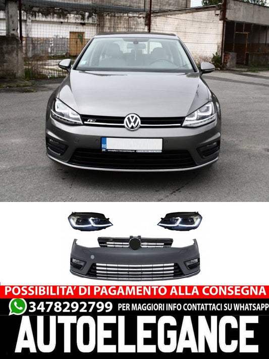 Front bumper and LED headlights suitable for VW Golf 7 VII (2012-2017)RHD Facelift 