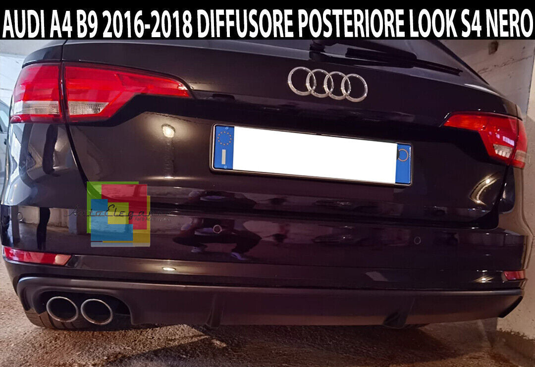 REAR BUMPER DIFFUSER FOR AUDI A4 B9 8W 2015-2018 MATT BLACK ABS 