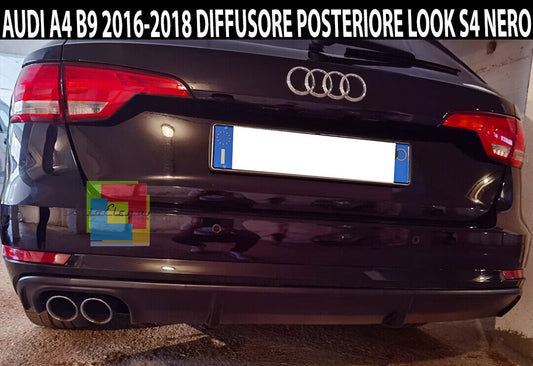 REAR BUMPER DIFFUSER FOR AUDI A4 B9 8W 2015-2018 MATT BLACK ABS 