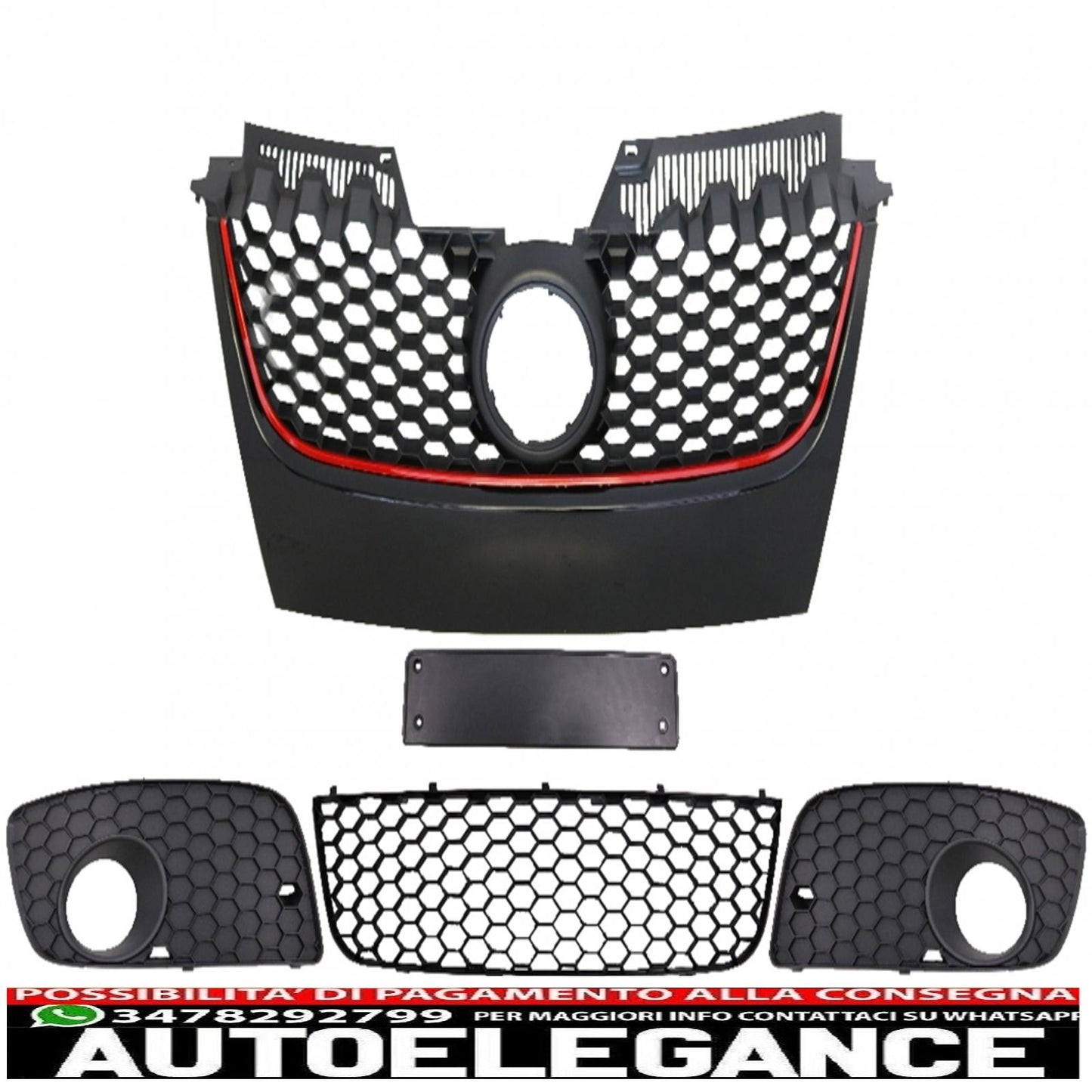 ricambi griglie adatte per paraurti anteriore gti design vw golf 5 v mk5 (2003-2007)