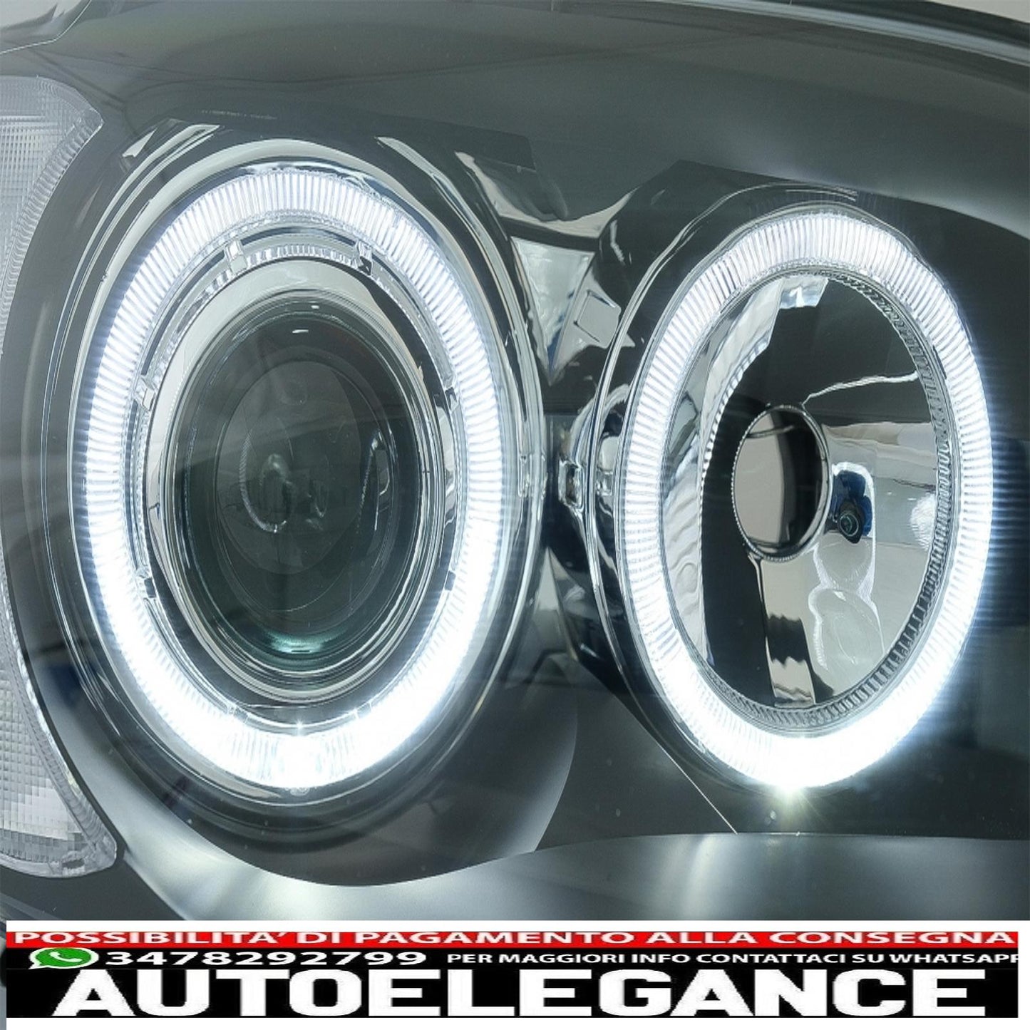 angel eye headlights suitable for bmw 1 series e81 e82 e87 e88 (2004-2011) 2 black halo rims 