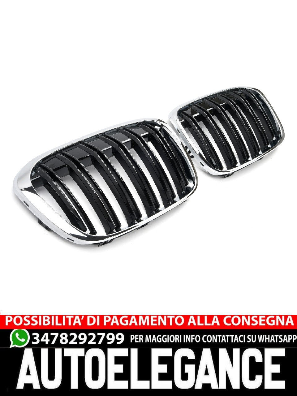 ADATTO A BMW X1 F48 2015-2019 SPORT DOPPIO PONTE CROMATO NERO