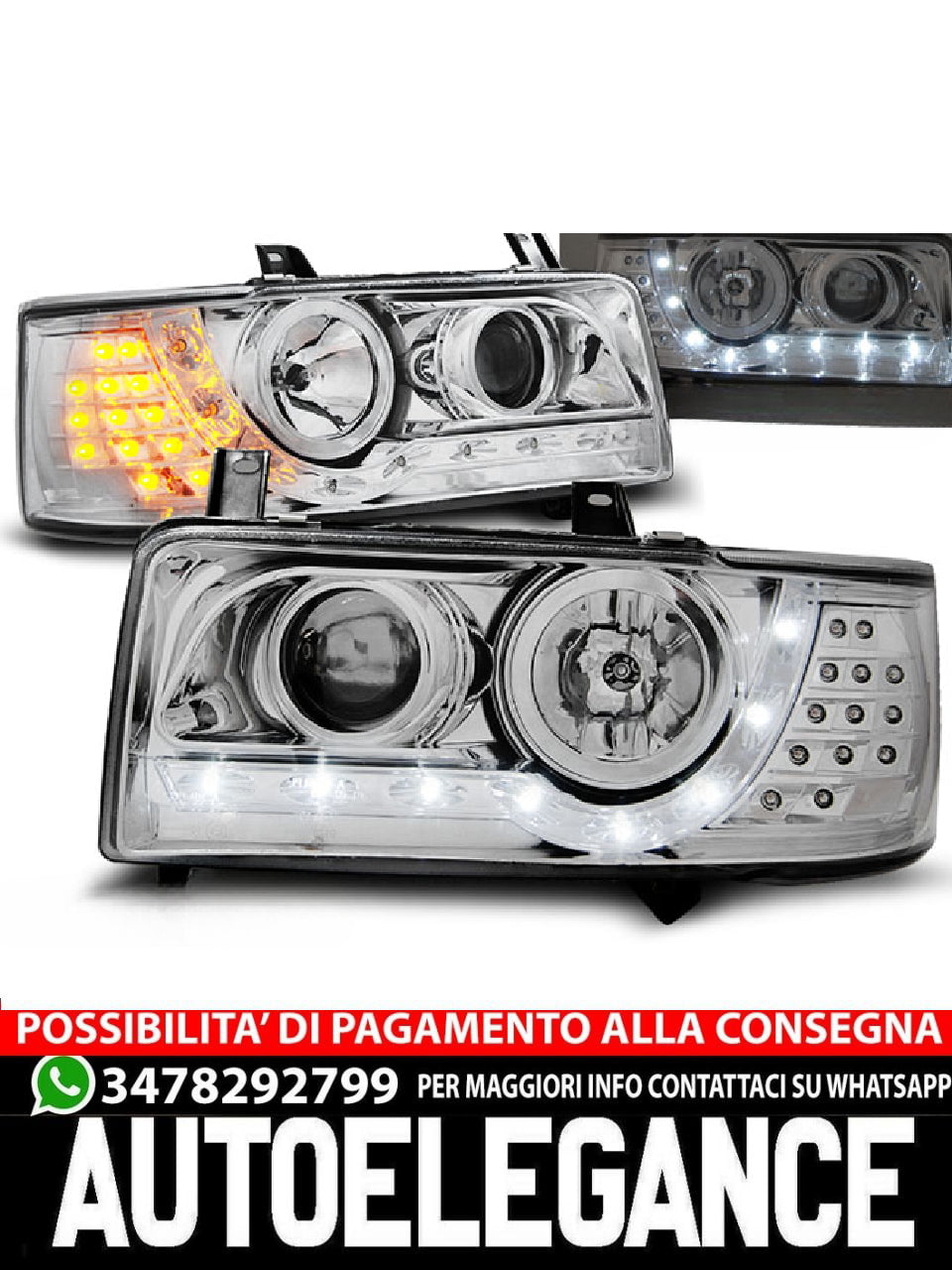 FARI ANTERIORI DAYLIGHT CHROME per VW T4 90-03.03 TRANSPORTER