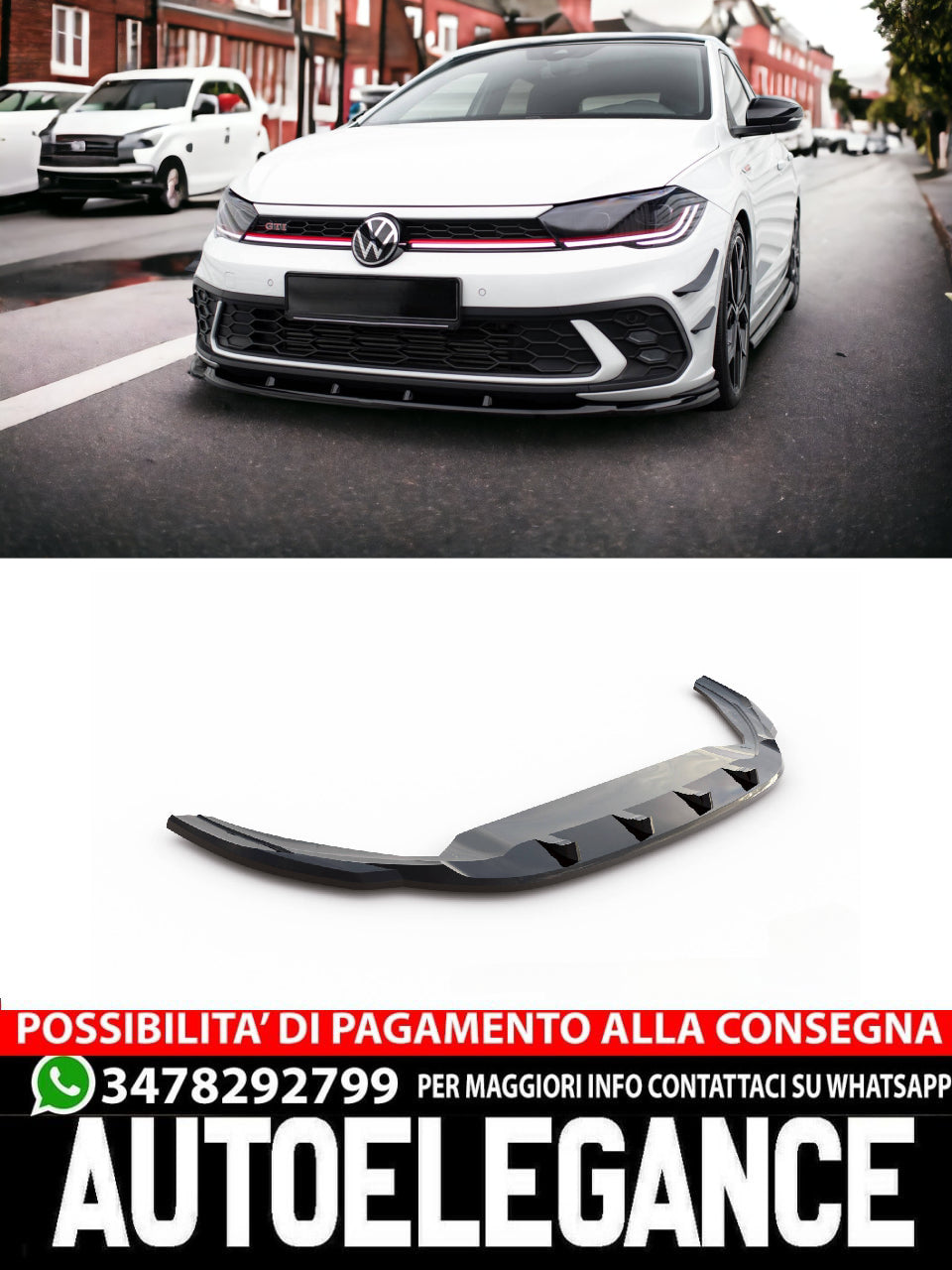 SPLITTER ANTERIORE ADATTO PER  V.1 VOLKSWAGEN POLO GTI MK6 FACELIFT