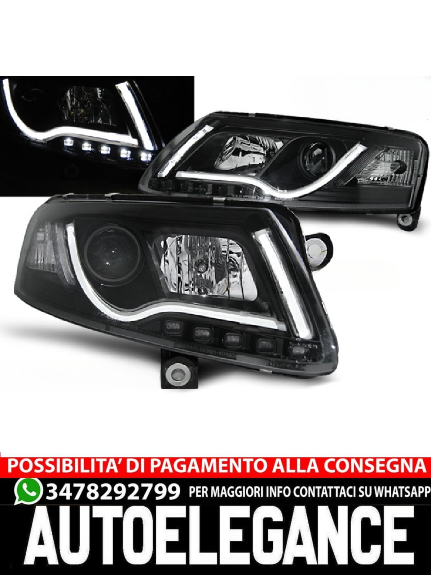 BLACK HEADLIGHT TUBE SUITABLE FOR AUDI A6 C6 04.04-08 