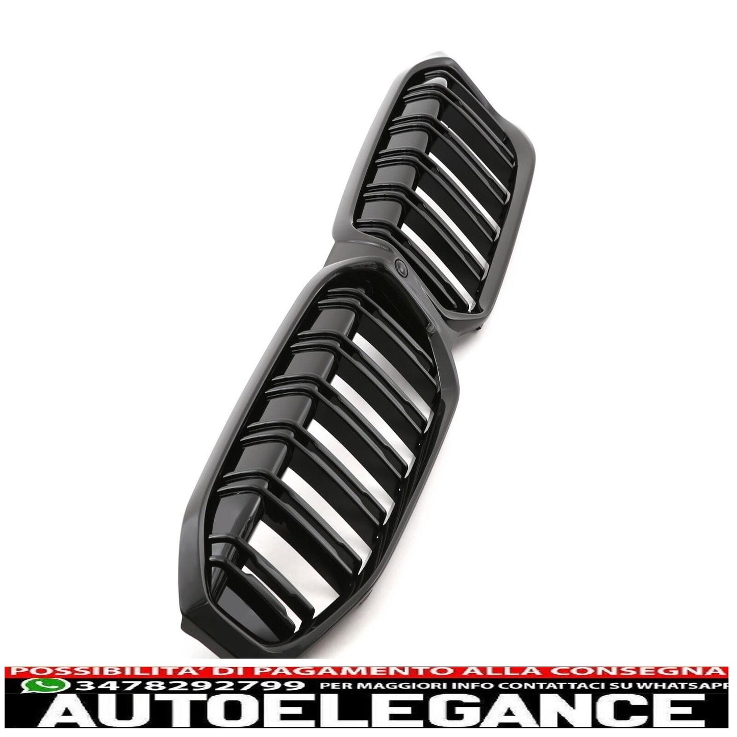 Adatto per BMW Serie 3 G20 G21 LCI Griglia a doppia barra nera lucida AUTOELEGANCERICAMBI