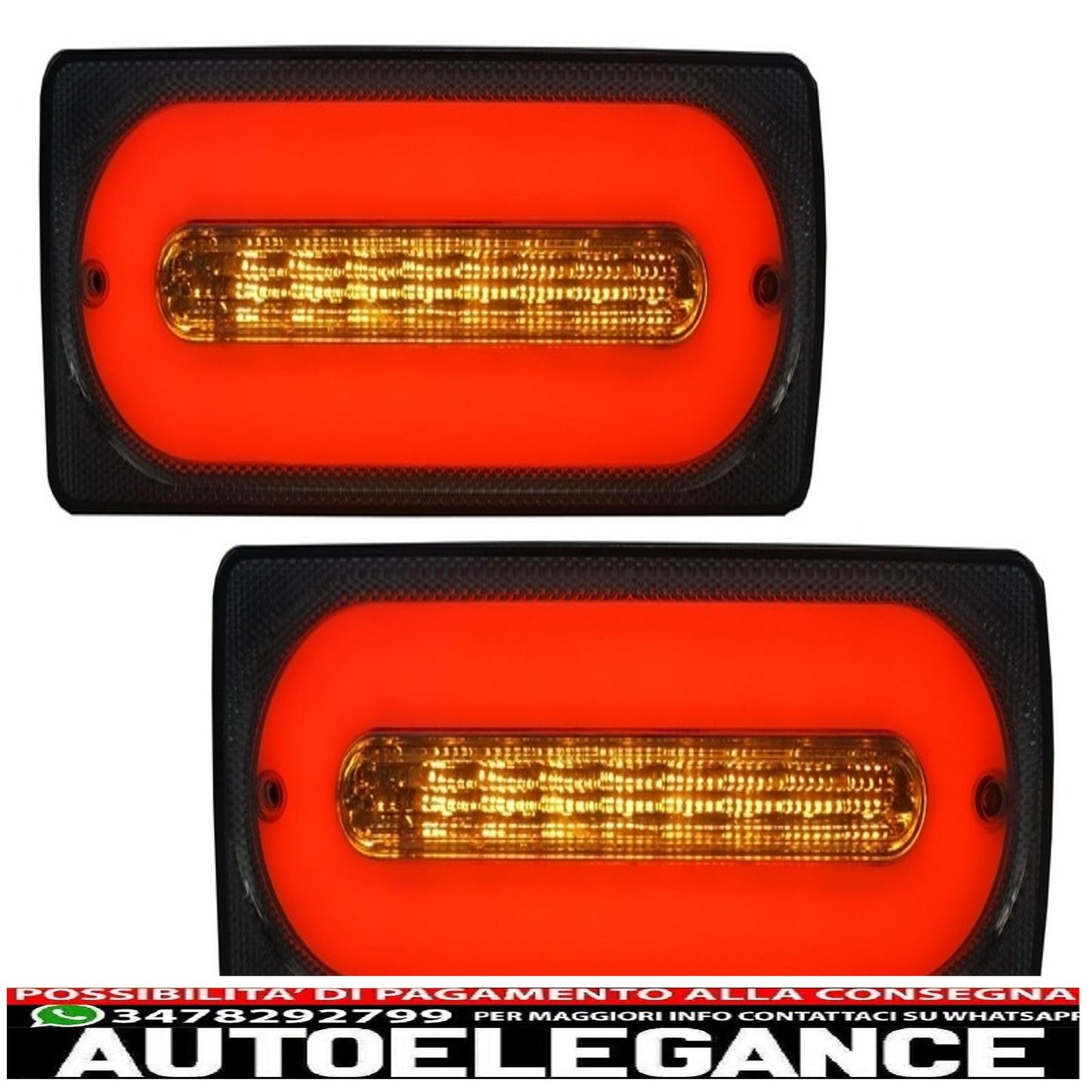 fanali posteriori a led barra luminosa fumé adatti per mercedes classe g w463 (1989-2015) con modanature portiere in carbonio