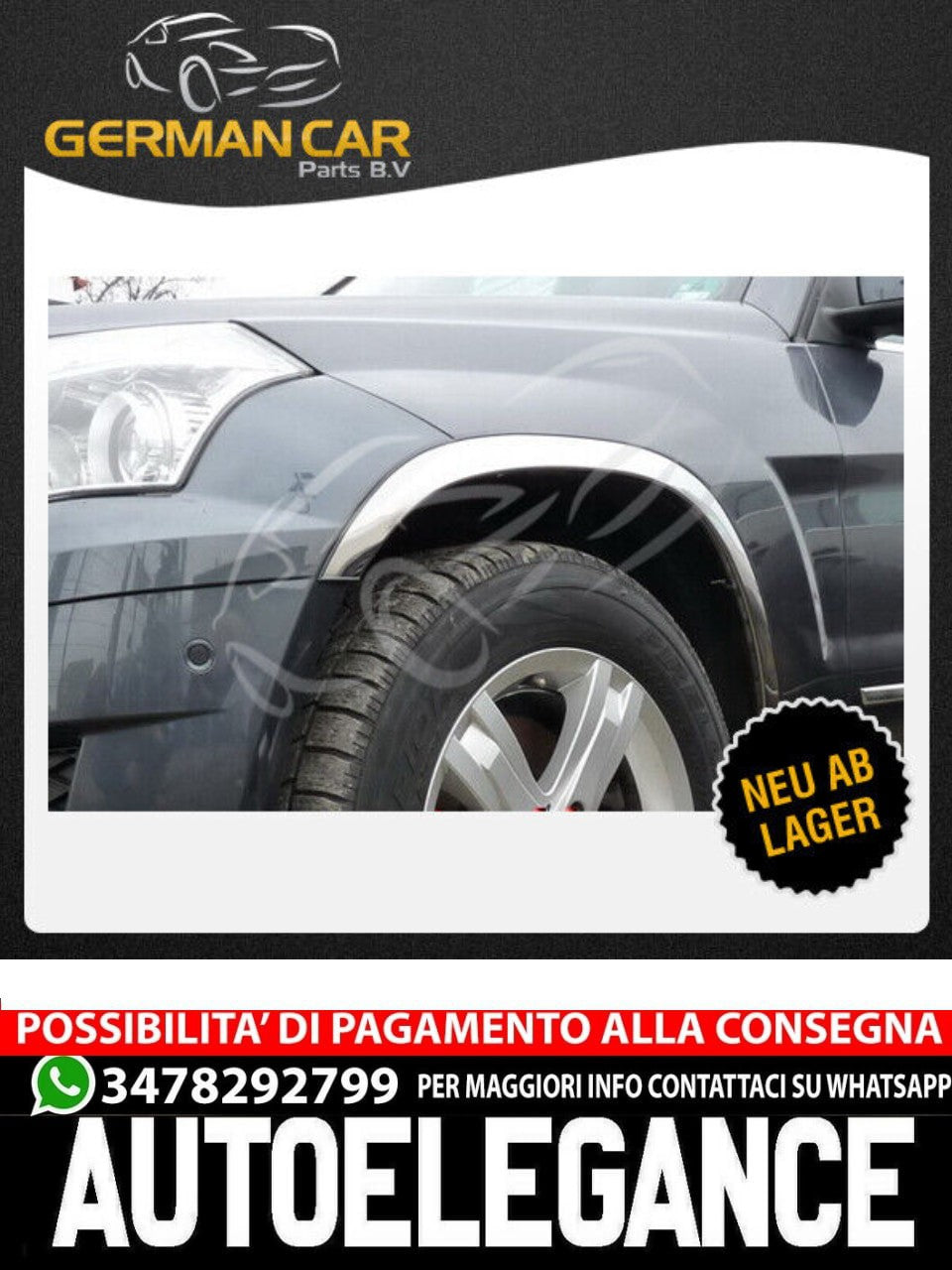 STAINLESS STEEL CHROME Wheel Arch Liner Protector for Mercedes X204 Class 