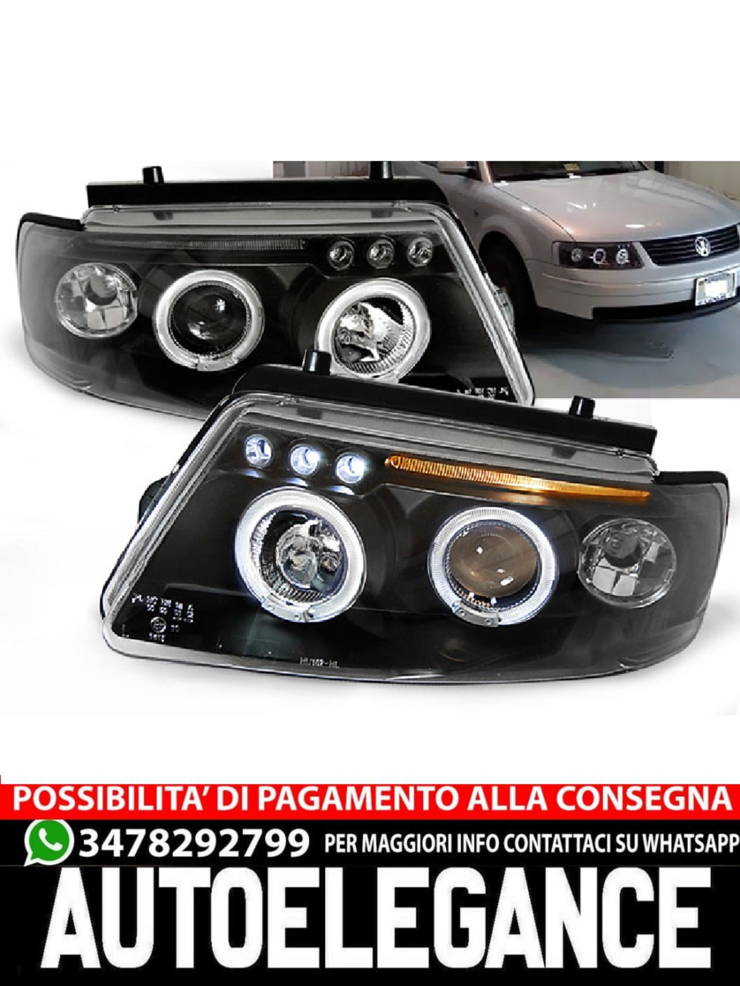 FARI ANGEL EYES NERO adatti compatibili per VW PASSAT B5 3B 11.96-08.00