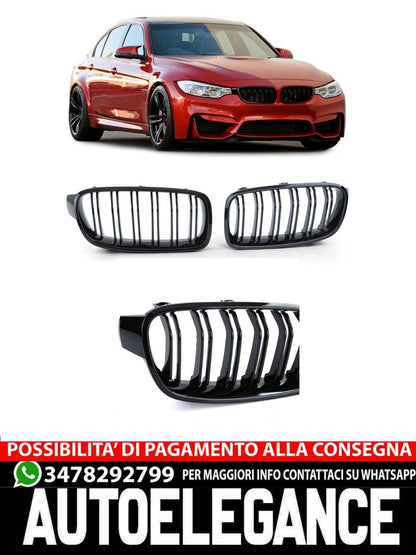 Gloss Black Double Bar Sports Radiator Grille Suitable for BMW F30 F31 11-19