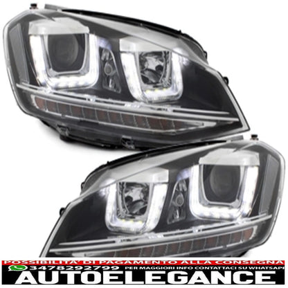 3d led drl r-look headlight assembly with grill suitable for vw golf 7 vii (2012-2017) silver r-line look 