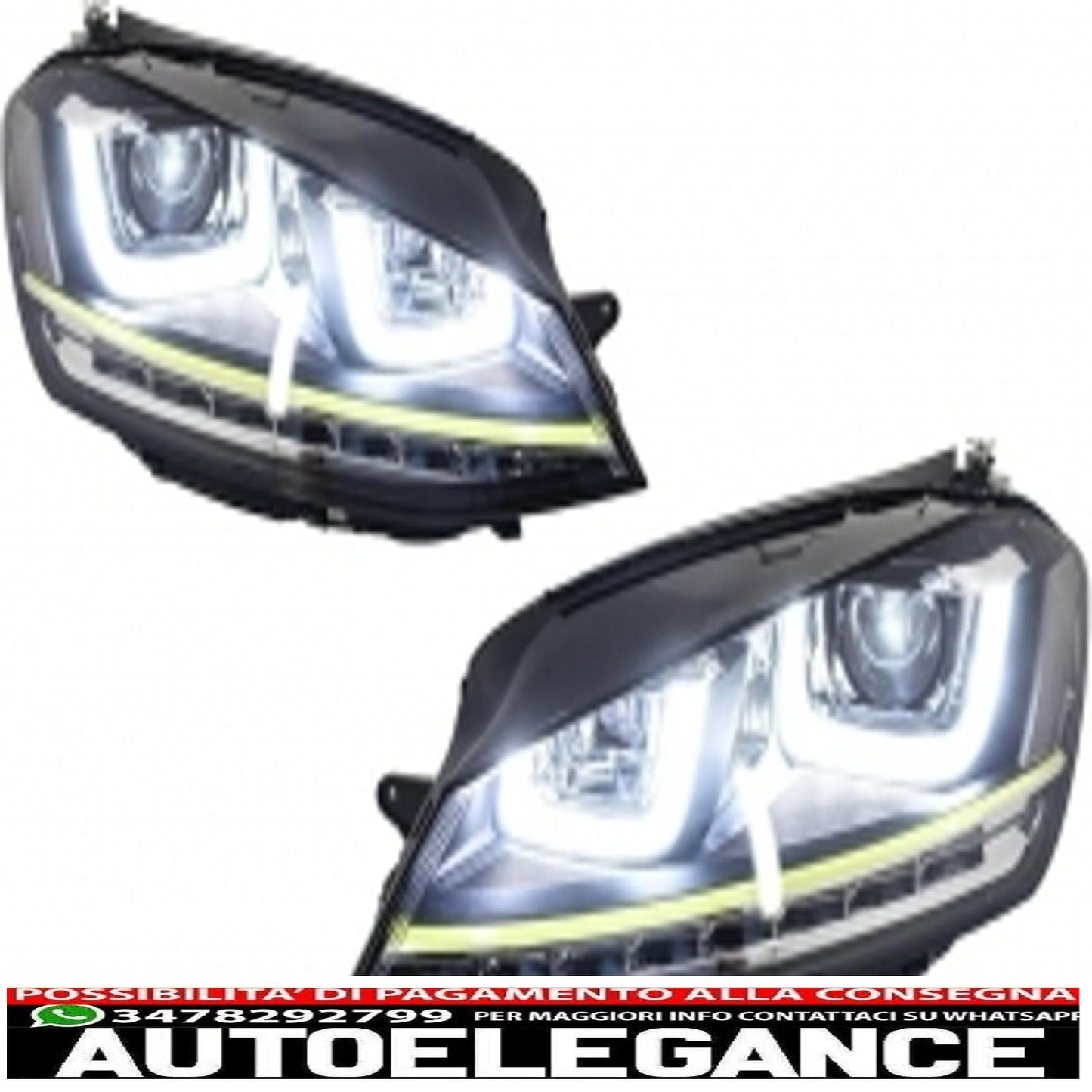 complete body kit suitable for vw golf 7 vii (2012-2017) r400 look with 3d led drl headlights dynamic sequential yellow flowing cornering lights 
