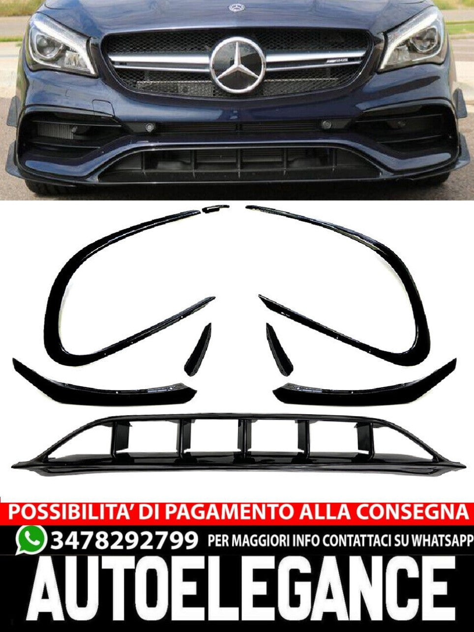 Adatto per MERCEDES C117 CLASSE CLA SPOILER ANTERIORE LIFTING SPOILER ANTERIORE