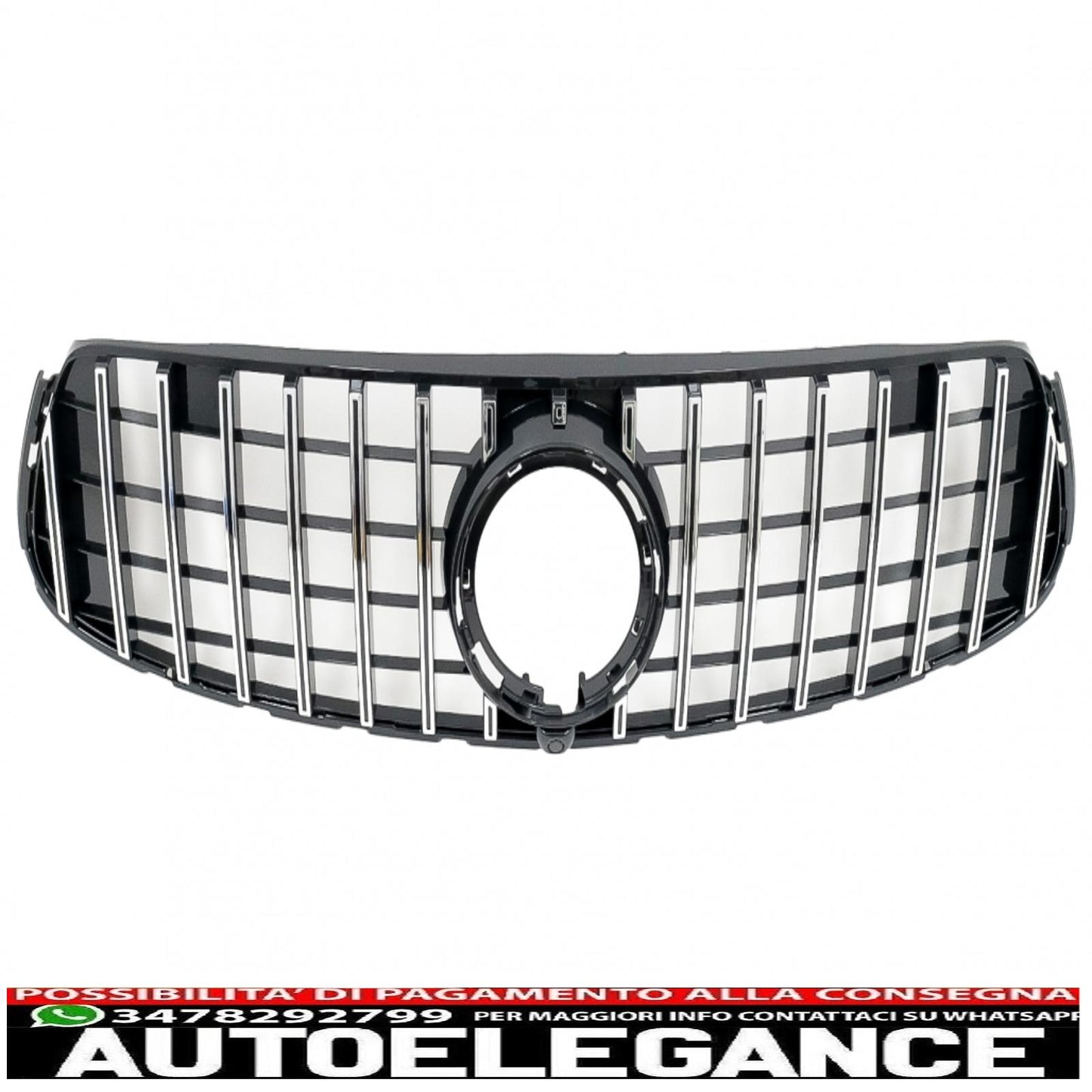 griglia anteriore centrale adatta per mercedes glc x253 c253 facelift (2020 in poi) gtr panamericana design nero cromato