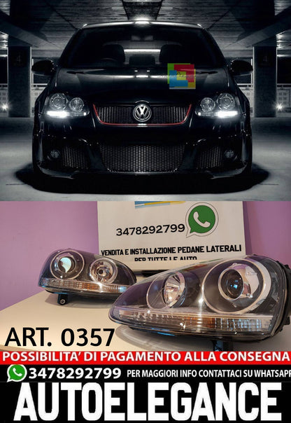 FARI ANTERIORI ADATTI PER VW GOLF 5 LOOK GTI DESIGN SPORTIVO