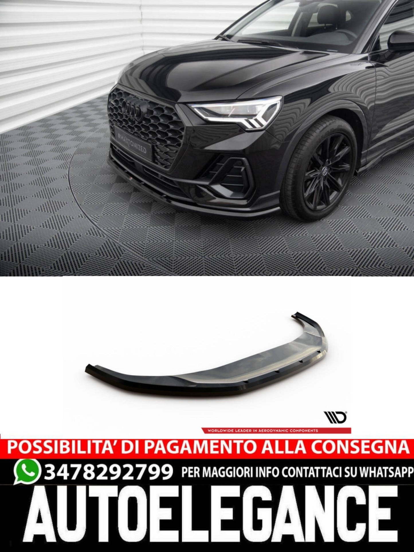 SPLITTER ANTERIORE adatto per V.1 AUDI Q3 SPORTBACK F3  (2019  -)