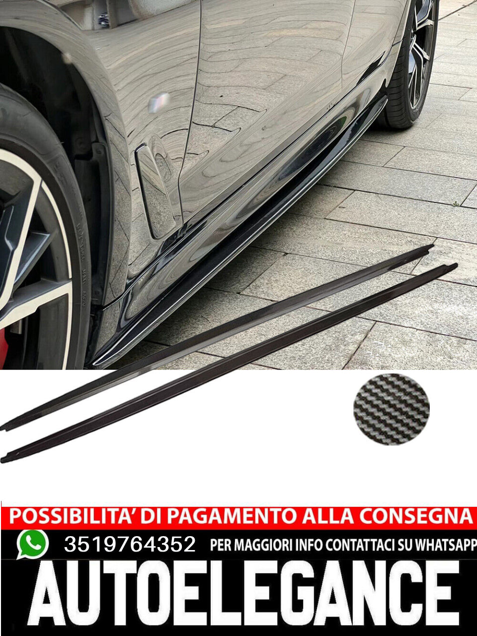 Minigonne laterali adatto per BMW Serie 5 G30 Sport look carbonio