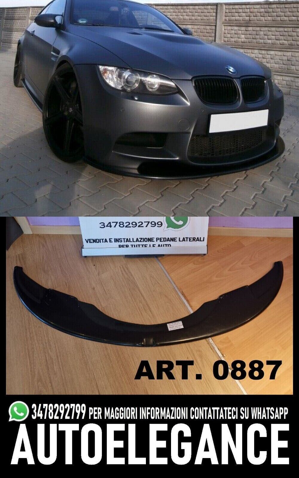 SPLITTER FOR BMW E92 E93 M3 2006-2010 ABS GLOSS BLACK FOR M3 BUMPER