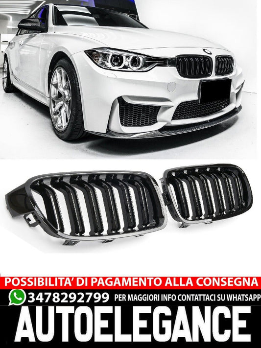 SUITABLE FOR BMW 3 SERIES F30 F31 SPORT GRILL DOUBLE BRACKET GLOSS BLACK 