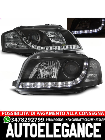 FARI ANTERIORI DAYLIGHT NERO ADATTI COMPATIBILI per AUDI A3 8P 05.03-03.08