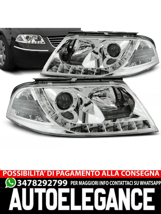 FARI ANTERIORI DAYLIGHT CHROME ADATTI COMPATIBILI PER VW PASSAT 3BG 09.00-03.05