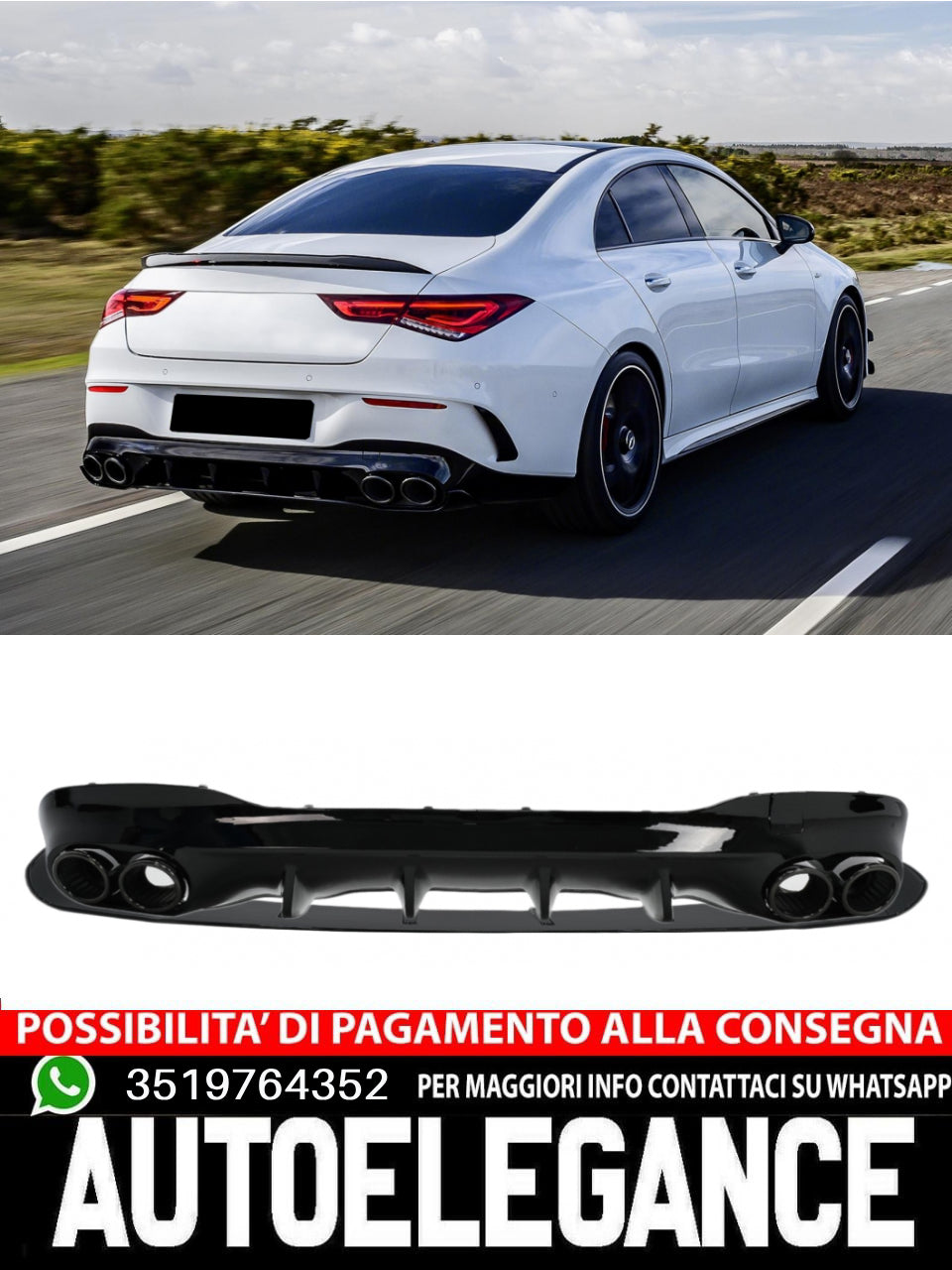 Diffusore Posteriore e Terminali di Scarico adatti per Mercedes CLA X118  2019 -