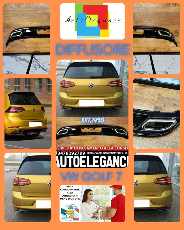DIFFUSORE ADATTO PER VW GOLF 7.5 2017-2020 LOOK RLINE NERO LUCIDO