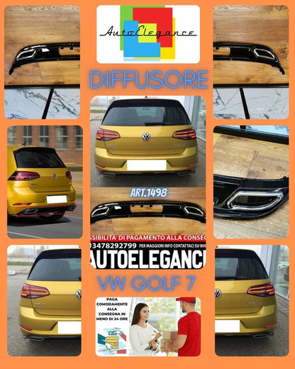 DIFFUSORE ADATTO PER VW GOLF 7.5 2017-2020 LOOK RLINE NERO LUCIDO