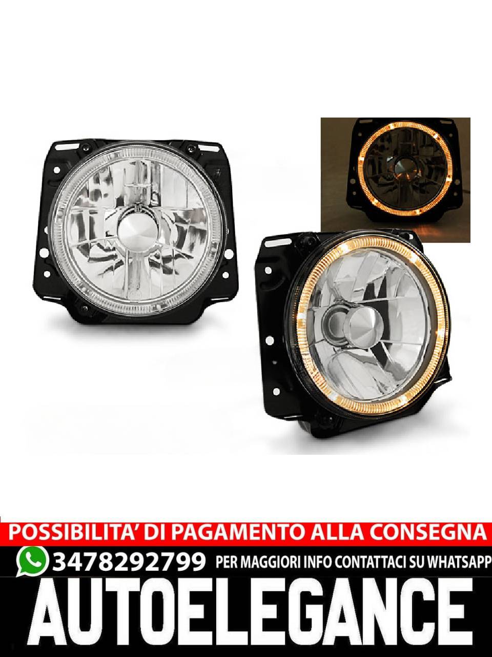 FARI ANTERIORI ANGEL EYES CROMATI per VW GOLF II 2 08.83-08.91