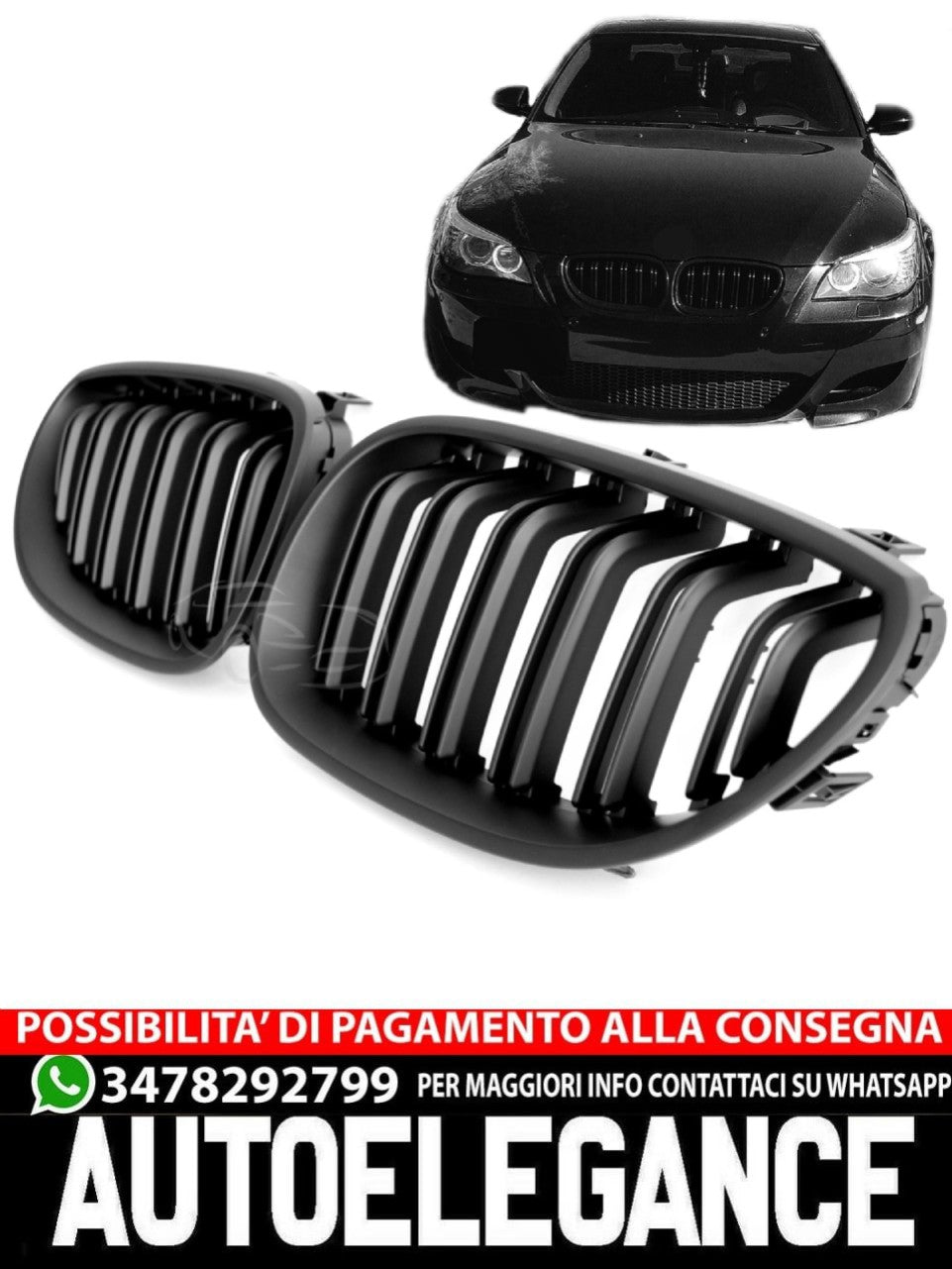 GRILLE FOR BMW 5 SERIES E60 E61 SPORT MATT BLACK 
