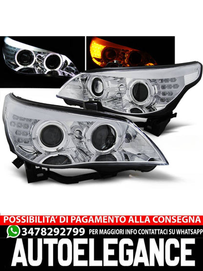 CHROME ANGEL EYES LED HEADLIGHTS for BMW E60/E61 03-07 