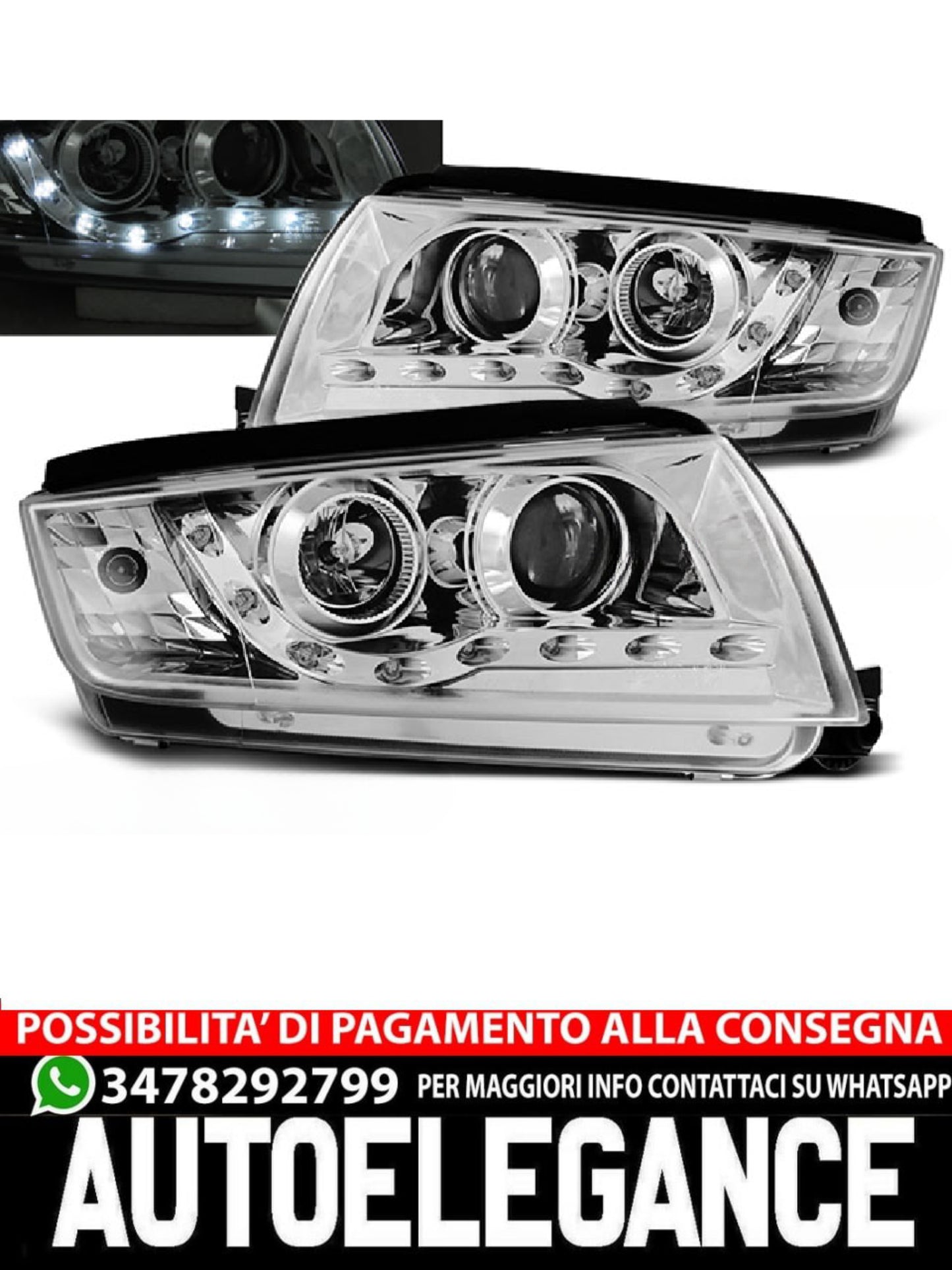 FARI ANTERIORI DAYLIGHT CHROME per SKODA FABIA 12.99-08