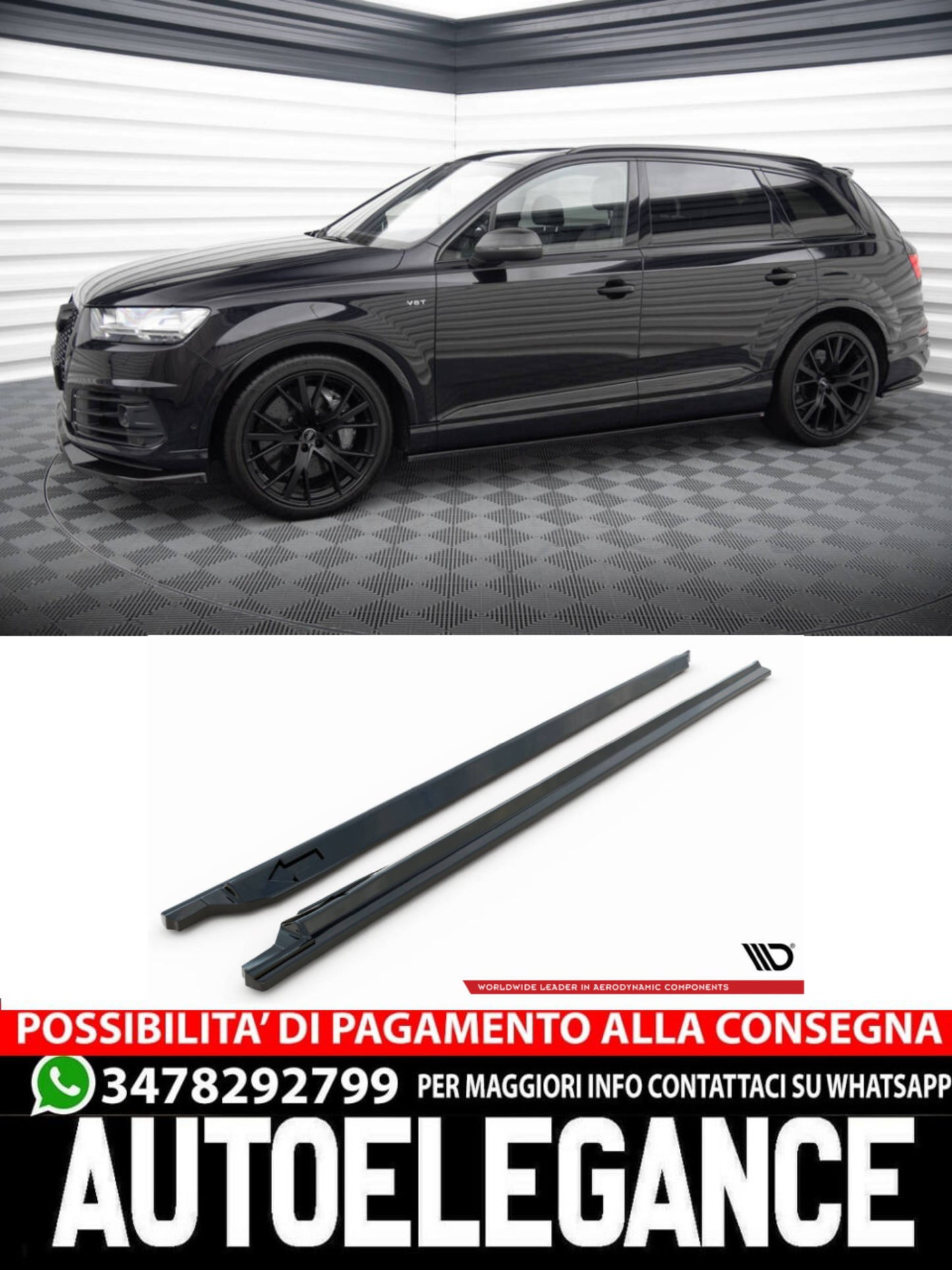 MINIGONNE LATERALI adatte per V.2 AUDI SQ7 / Q7 S-LINE MK2  2016-2019