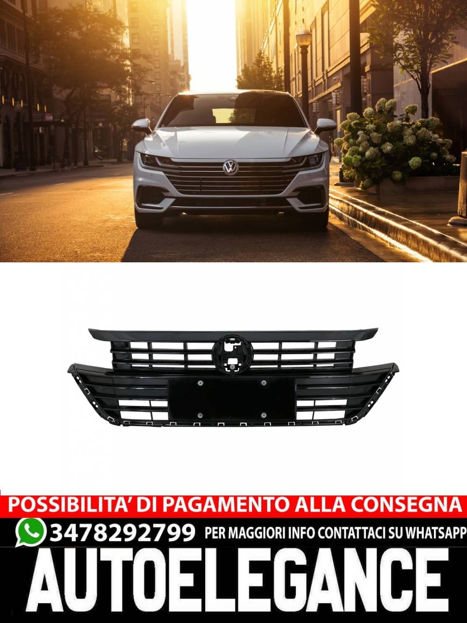 Paraurti anteriore con minigonne bagagliaio adatto per VW Arteon (2017-2020)